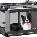 Collapsible Dog Crate: 38 Inch Foldable Soft Sided Dog Crate for Large Dogs, Portable Dog Travel Kennel with Soft Mat for Indoors & Outdoors, Grey (38" L x 27" W x 27" H)