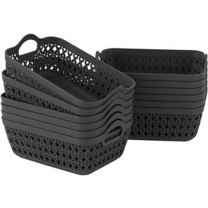 12-Pack Mini Plastic Storage Baskets Trays, Gray Tiny Storage Baskets
