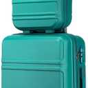 Kono Carry On Luggage Set Lightweight Airline Approved Carry On Suitcase with TSA Lock Spinner Wheels Durable Luggage Hardside Turquoise (2-Piece Set (12"/20"))