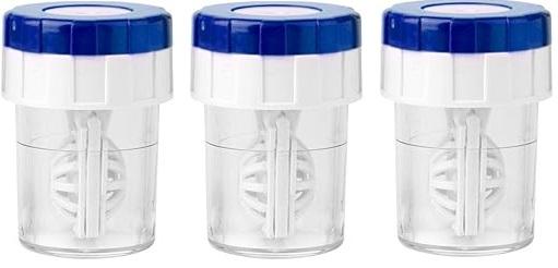 Lamoutor 3Pcs Manual Contact Lens Washer Cleaner Plastic Lens Cleaner Case, Blue Color