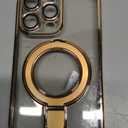 Magnetic Stand Case for iPhone 14 Pro Max Case Clear Kickstand Compatible with Magsafe Built-in Camera Lens Protector Case Cover for 14 ProMax,Desert Titanium