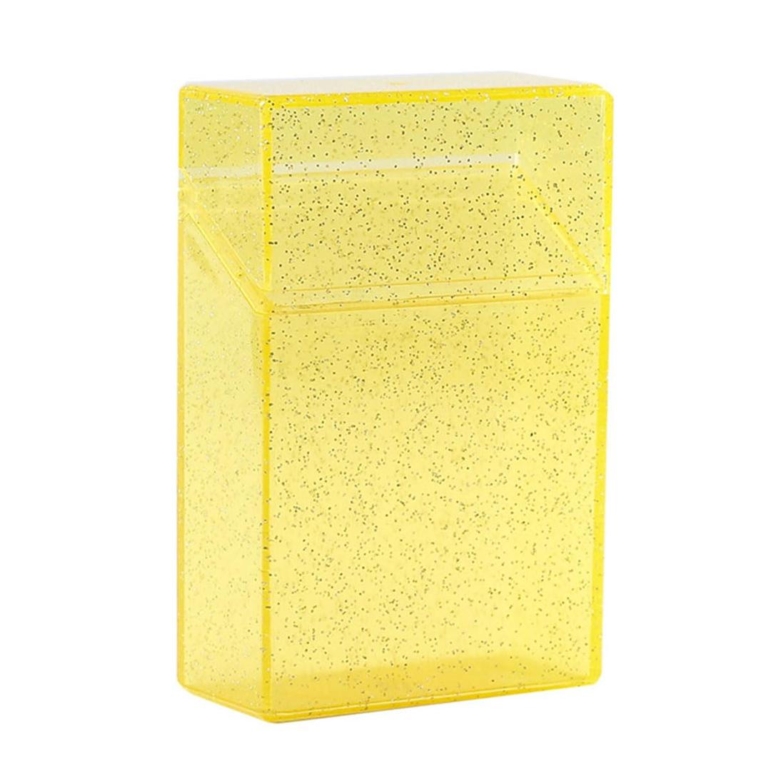 4 x Transparent Cigarette Case for King Size 85mm, Holds 20 Cigarettes,Stylish with Gold Powder Design (Yellow)
