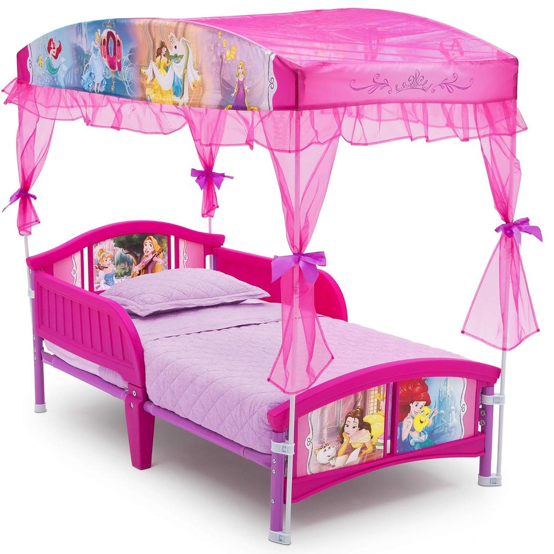 Delta Children Canopy Toddler Bed, Disney Princess, Age 15+, Size 53.94x29.13x55.12 Inch (Pack of 1)