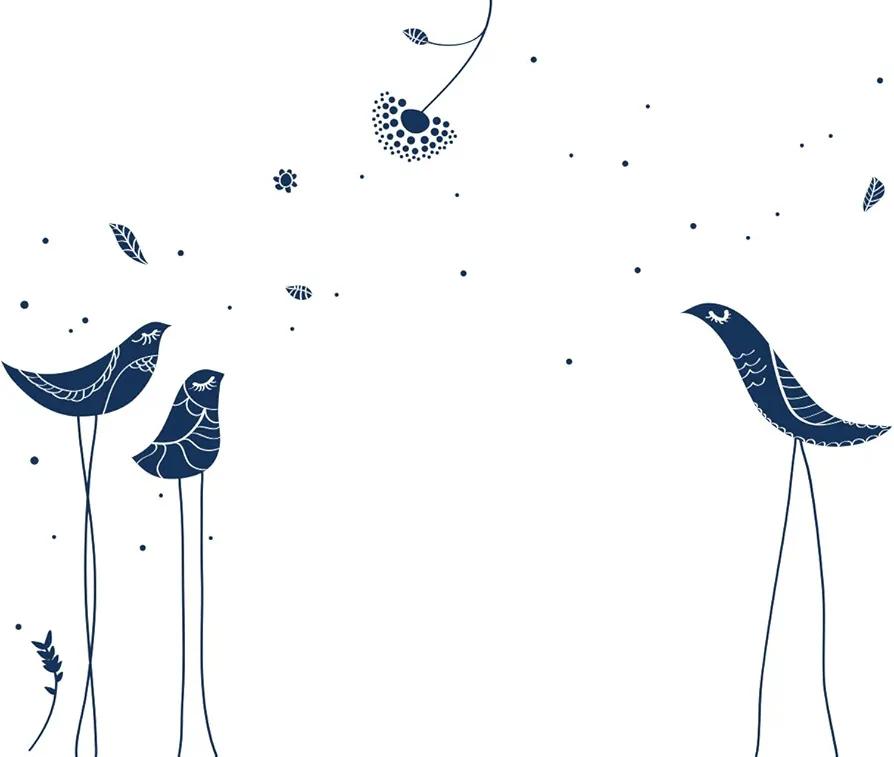 LittleLion Studio Carnival Birds Wall Decal,Navy Blue