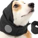 Dog Ear Muffs Dog Head Ear Warp Noise Protection (L-Head Circle(17.7"~23.6"), Black)