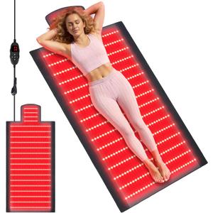 520 LEDs Dual Full Body Red Light Therapy Mat, Red Light Therapy Blanket, 2in1 LEDs(660nm& 850nm), Premium Leather, Adjustable Timer & Intensity