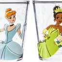 Silver Buffalo Disney Princess Featuring Ariel, Belle, Tiana, and Cinderella 4 Pack Mini Glass Set, 1.5 Ounces