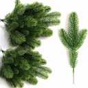 KLEWEE 60 Pcs Artificial Pine Branches, Christmas Tree Filler Branches, Realistic Faux Christmas Greenery Green Plants Pine Picks and Stems for Christmas Decorating Crafts Vase DIY Wreath Garland