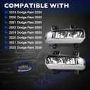 LED Fog Lights Compatible with 2019-2022 Dodge Ram 2500 3500, Front Bumper Fog Lamp Assembly Kit with Brackets, Switch & Wiring Harness, Replaces OE 68273291AB 68273292AB