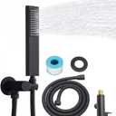 Solid Brass Handheld Shower Head Arc Design High Pressure Matte Black Hand Shower Wand with Adjustable Supply Elbow Wall Connector Shower Holder and 59 Stainless Steel Hose Set