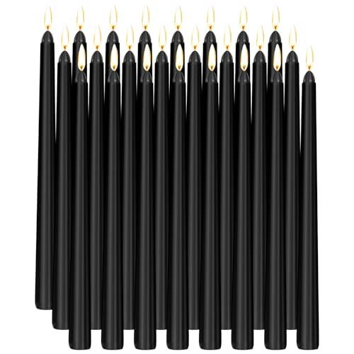 12 Pack Black Taper Candles, 0.85 x 12 Inch Tall, Unscented Smokeless Dripless Dinner Candlesticks for Halloween Home Décor Wedding Party 6 Pack