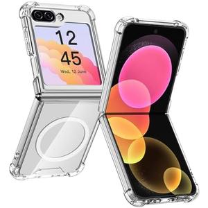 AICase for Samsung Galaxy Z Flip 6 Clear Case, Compatible with MagSafe Transparent Shockproof Protection Yellowing Resistant Magnetic Phone Case for Galaxy Z Flip 6 5G (2024)-Clear, Set of 2