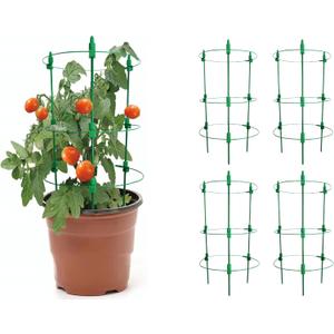 Adjustable Tomato Plant Support Cages. 4 Pack 18 Inch Tomato Plant Stakes for Climbing Plants,VegetablesFlowersFruit.