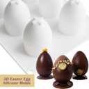 3D Easter Egg Silicone Molds, 8 Cavity, White, Oval Shaped, for Mousse Cake, Chocolate, Candy, Jelly, Pastry, Muffin, Cupcake, Soap