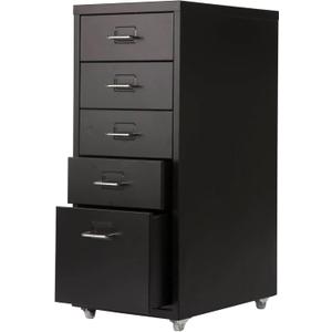 MIOCASA 5 Drawer Metal File Cabinet Mobile Underdesk Chest for Home Office (Black)