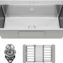 30-inch Single Bowl Workstation Kitchen Sink, Drop-in/Top-Mount Stainless Steel with Nano Coating & Basket Strainer, 30"x18"