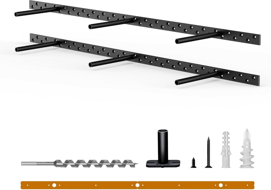 2pcs Floating Shelf Bracket Heavy Duty Floating Mantel Bracket Black Metal Decorative Floating Shelf Hardware Hidden Shelving Mounting Brackets (34X8X1)