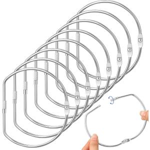 8 Pcs Loose Leaf Binder Book Rings D-Shaped Binder Rings Large Nickel Plated Steel Book Keychain Key Washi Tape Organizer for Home Office Cards Receipts Photos Files DIY Craft Supplie (4 Inch)