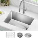 Kraus KHU111-25 Standart PRO 16 Gauge Undermount Single Bowl Stainless Steel Kitchen Sink, 25 Inch