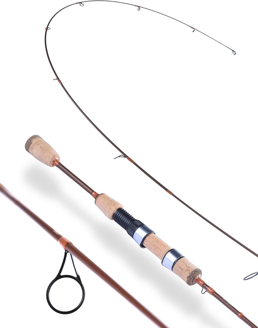 LITTMA Trout&PANFISH Ultralight Fishing Rod 2 PCS Trout, Crappie, Panfish Micro Spinning Rods Brown Carbon Fiber Blank, Cork Handle for Beginners 56/6/66/7, 66/UL/2-6lb/2pcs-50/50 split