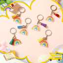Ecation Inspirational Keychain Bulk Back to School Gifts Rainbow Acrylic Keychain with Tassels Gift from Teacher Backpack