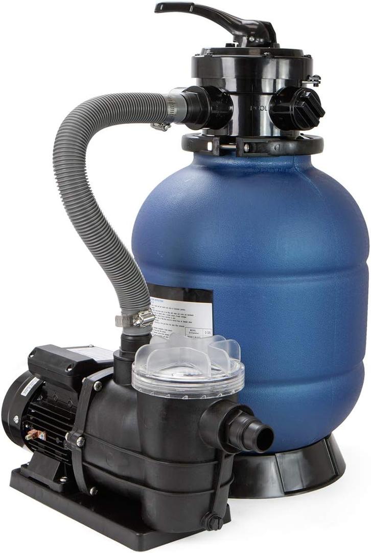 XtremepowerUS High-Flo Sand Filter Pump System 13" Filter Tank 10,000 Gallons for Above Ground Swimming Pool 3/4HP Pool Pump 2400GPH High Flow Fitting Adapter