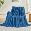 Throw Blanket for Couch - Flannel Fleece 3D Striped Ribbed Bed Blanket.Super Soft Blankets for Women Girls,Teacher Gifts Birthday Gifts Room Home Dorm Decor (Blue, Throw(50"x60"))