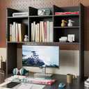 ChooChoo Desktop Bookshelf, Wood Desk Hutch Organizer with 7 Shelves for Computer Desk, Desktop Shelf Bookshelf Storage for College Dorm Office Home, Black, 37 x 9.4 x 33.5 inches