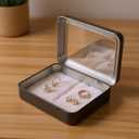 24 Pack Empty Rectangular Metal Storage Organizer Tins with Clear Window Hinged Lids for Small Items and Other Craft Projects (Black, 4.5 x 3.3 x 0.87 inches)