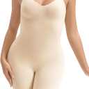 Bodysuit Shapewear for Women Seamless Body Shaper Tummy Control Snatched Waist Butt Lifter Sculpting Full Body Suit (XX-Large-3X-Large, Beige Mid Thigh)