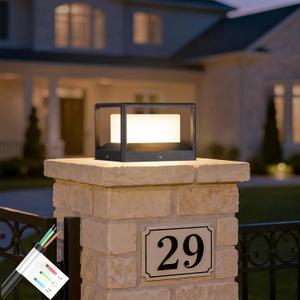 MVBT Outdoor Post Lights Hard Wired, Modern 9.1" Column Lights AC100-240V, Waterproof Pillar Lamp 3000K LED Landscape Lighting Fixture Fence Deck Cap Light for Outside Patio Garden Yard Illumination, 9.05" Wired Post Light AC100-240V