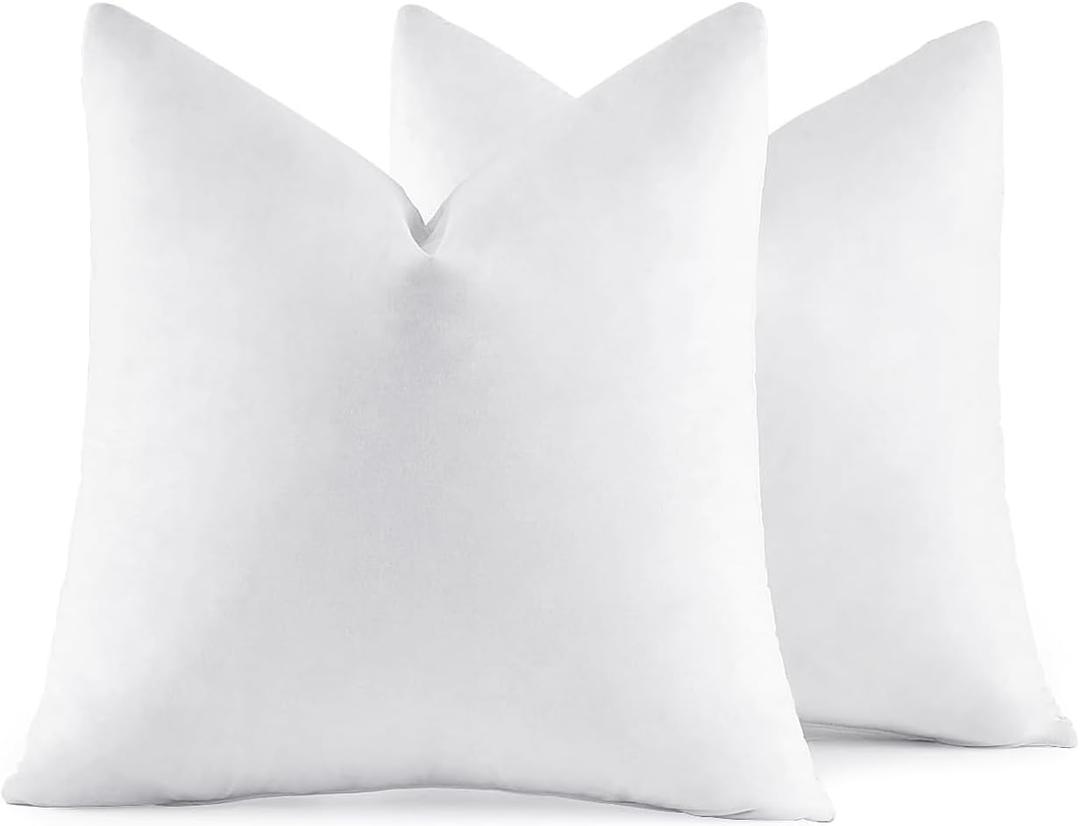 MIULEE 24x24 Euro Pillow Inserts, Set of 2 Down Feather Throw Pillows for Couch Sofa Bed, Decorative Fluffy Throw Pillow Inserts Cotton Fabric,White