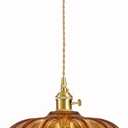 Glass Pendant Light Vintage Light Fixtures, Glass Pendant Lights Kitchen Island, Adjustable Hanging Light for Kitchen Island Dining Room Hallway (Dark Amber)