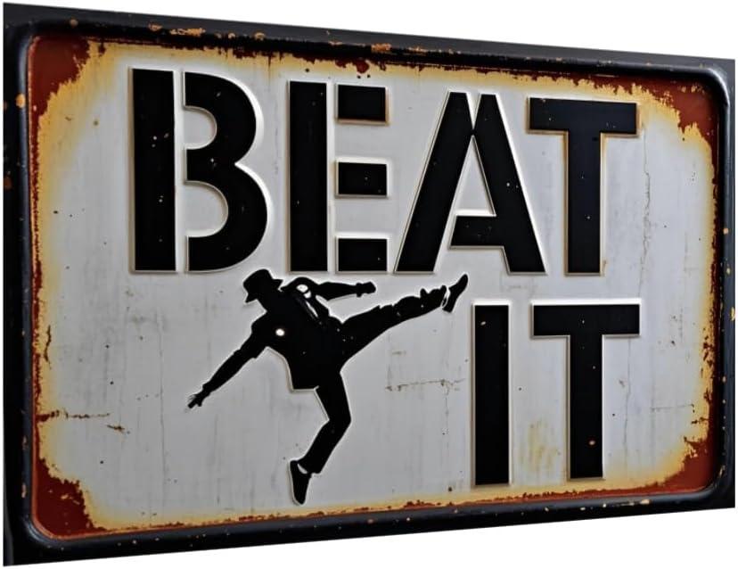 Funny Vintage Metal Signs "Beat It 12x8in for Bar Kitchen Decor
