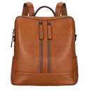 S-ZONE Women Genuine Leather Backpack Casual Convertible Shoulder Bag Purse (Brown)