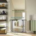 Cumbor 30-40.6 in Baby Gate for Stairs and Doorways, Dog Gate Cool Gray