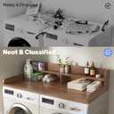 2-Tier Washer and Dryer Countertop with 2.75" H Guard,54" W x 27.5" D Laundry Countertop Cover with Non-Slip Pad,Large Space Laundry Topper for Folding Clothes Over Washer and Dryer-Dark Walnut, Standard-2 Tier