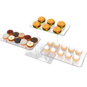 Acrylic Dessert Table Display Set, Clear Cupcake Stand, 3 Tiered Serving Trays and Platters, Buffet Riser and Stand Appetizer Sandwiches Cookie Display Stand Finger Food Display Trays for Party Bases Para Postres