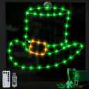 St Patricks Day Decorations Leprechaun Hat Window Lights, 15 inch Large St Patrick Window Silhouette Lights with USB Plug,St Patricks Day Lights for Irish St Patrick's Day Decor Indoor Outdoor