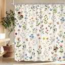 Ufeela Blue Bow Floral Shower Curtain 60Wx72L Inch Spring Watercolor Bowknot Pastel Wildflower Pretty Aesthetic Coquette Girly Women Bathroom Set Elegant Bath Curtain Bathtub Accessories Home Decor