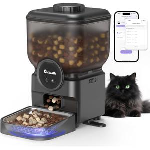 Automatic 6L Cat and Dog Feeder - Pet Feeder with WiFi and Smart Control via App - for Cats and Small Dogs, Auto Timed Food, Stainless Steel Bowl, Dual Powered, 12-Day Battery Life After Power Off (Graphite Black)