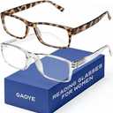 Gaoye 2-Pack of Reading Glasses - Blue-Light Filter, UV Protection - Readers with Rectangle Frames