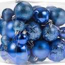 Senjie Blue Shatterproof Christmas Ornaments, 32 Pcs, Plastic, Hanging, Christmas, Wedding