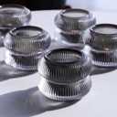 Woho Smoke Grey Votive Candle Holders Set of 6, Vintage Ribbed Tealight Candle Holder for Daily Home Decor, Classy Tea Light Candle Holder Glass for Living Room Table Decor(Grey, 2.1" H X 2.75" D)