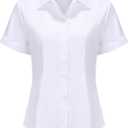Esabel.C Womens Button Down Shirts Long Sleeve Regular Fit Stretch Work Blouse (Small, White#)