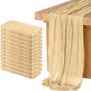 12 Pack Cheesecloth Table Runner, Runner Gauze Boho Wedding Decor Romantic Table Runner for Wedding Birthday Party(35" x 118") (Light Brown)