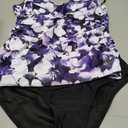 Yonique Womens Tankini Top Only Athletic Swim Top Modest Tankini Swimsuit No Bottom (Small, Purple Flowers)