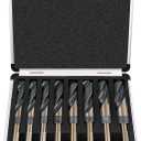 EFFICERE 8-Piece Premium 1/2 Reduced Shank Silver and Deming Large Drill Bit Set in Aluminum Carry Case, M2 High Speed Steel, 135-Degree Split Point | SAE Inch Size 9/16 - 1 by 1/16th Increment