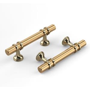 Haliwu 6 Pack Gold Cabinet Pulls 3 inch, Cabinet Handles Gold Pulls for Dresser and Drawer, Brushed Brass Drawer Knobs Solid Barrel Dresser Handles, Kitchen Hardware Knobs