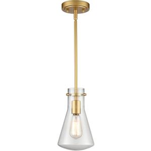 DAYCENT Modern Pendant Lights Kitchen Island Gold Pendant Lighting with Clear Glass Shade 1-Light Brass Glass Hanging Light Fixtures Over Sink for Dining Room Hallway Living Room